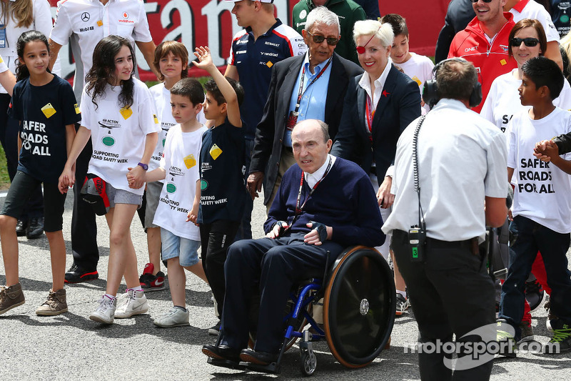 Frank Williams, Williams Team Owner pushed by Maria De Villota, at a FIA Safe Roads display with F1 