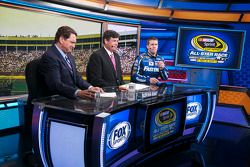 Carl Edwards on the set of Fox Sports during the rain delay