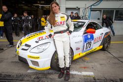 Cyndie Allemann poses with her Autohaus Eugen Sing Mercedes-Benz SLK 350