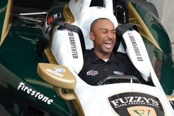 NHRA driver Antron Brown tries out Ed Carpenter's pole winning car