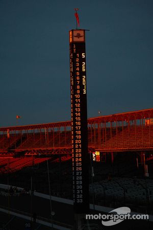 The sun rises over Indianapolis Motor Speedway on race day