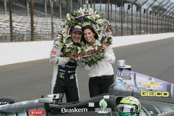 Race winner Tony Kanaan, KV Racing Technology Chevrolet celebrates