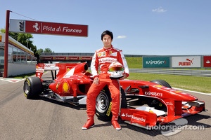 Kamui Kobayashi testing a Ferrari F10