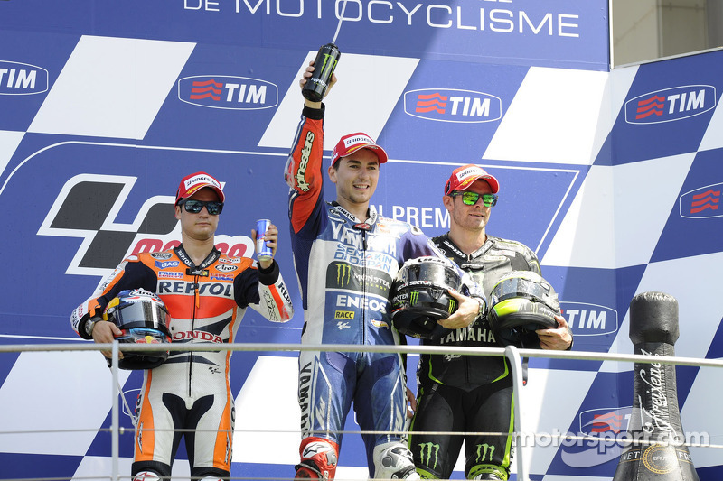 Podium: 1. Jorge Lorenzo, 2. Dani Pedrosa, 3. Cal Crutchlow