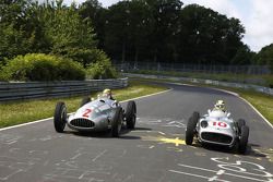 Lewis Hamilton and Nico Rosberg drive classic Mercedes-Benz around the Nordschleife