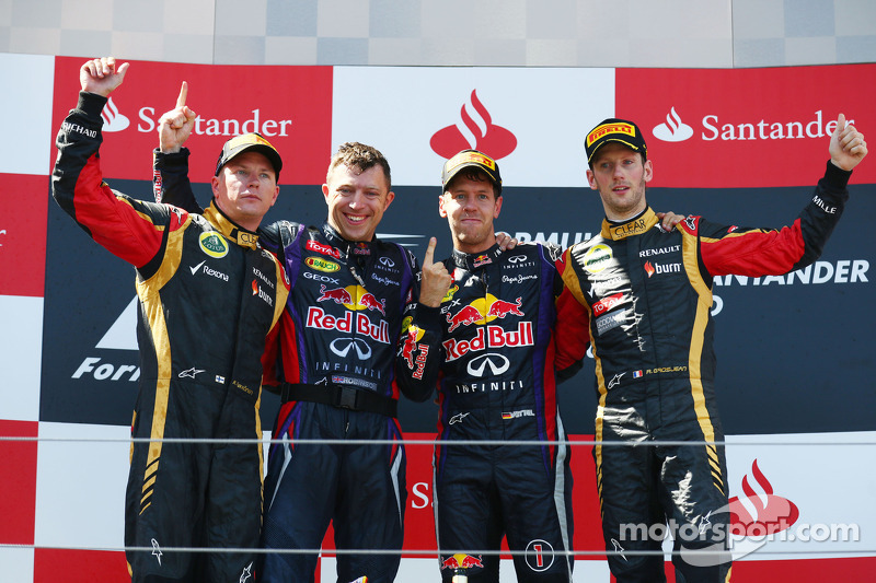 2013: 1. Sebastian Vettel, 2. Kimi Räikkönen, 3. Romain Grosjean