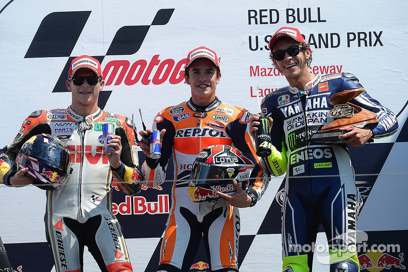 Podio: 1º Marc Márquez, 2º Stefan Bradl, 3º Valentino Rossi