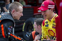 Mark Martin, Stewart-Haas Racing Chevrolet and Joey Logano, Penske Racing Ford