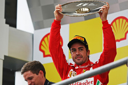 Fernando Alonso, Ferrari celebrates his second position on the podium