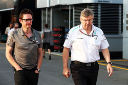 (L to R): Andrew Shovlin, Mercedes AMG F1 Engineer with Ross Brawn, Mercedes AMG F1 Team Principal