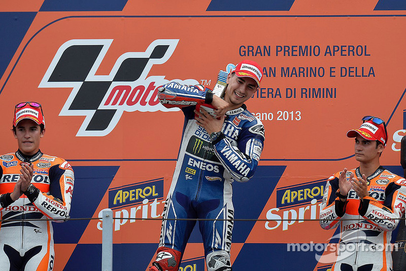 2013: 1. Jorge Lorenzo, 2. Marc Marquez, 3. Dani Pedrosa