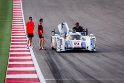 #2 Audi Sport Team Joest Audi R18 e-tron quattro with Tom Kristensen and Allan McNish checking