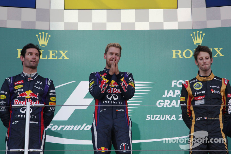 2013: 1. Sebastian Vettel, 2. Mark Webber, 3. Romain Grosjean
