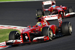 Felipe Massa, Ferrari F138 leads team mate Fernando Alonso, Ferrari F138