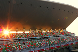 Circuit main start / finish grandstand as the sun sets