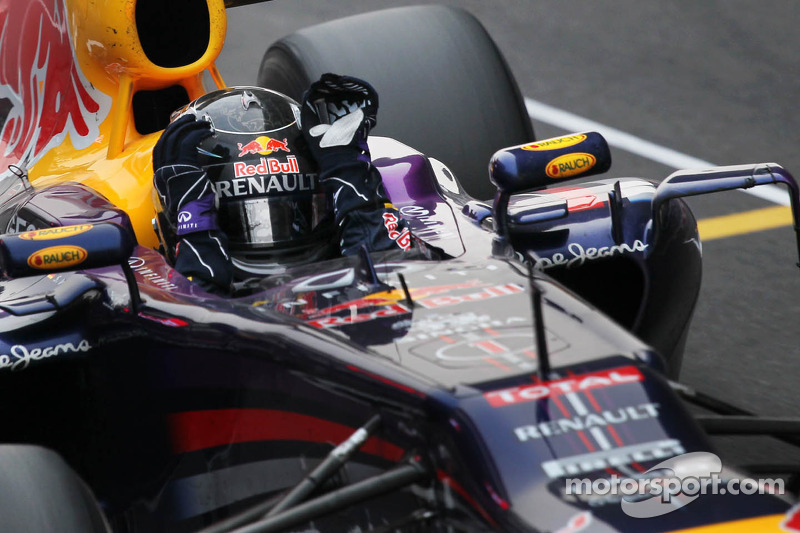 Sebastian Vettel, Red Bull Racing, celebra su cuarto campeonato del mundo de Fórmula 1, en 2013