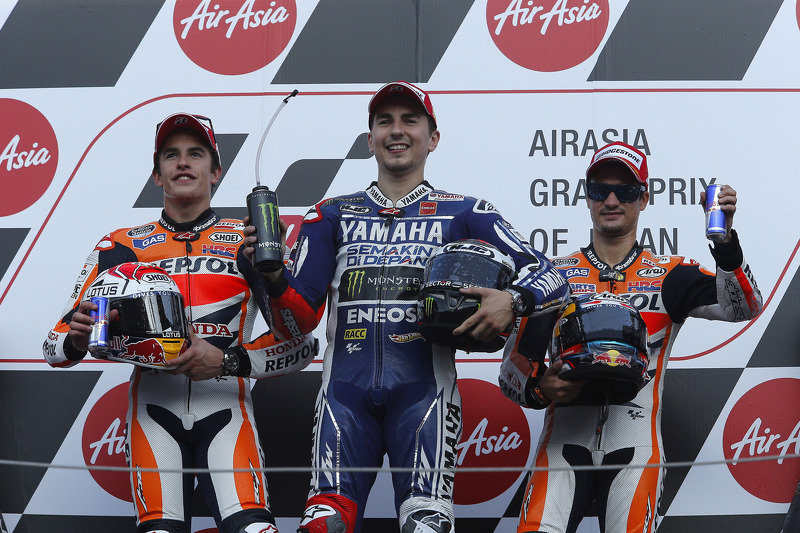 Podio: 1º Jorge Lorenzo, 2º Marc Márquez 3º Dani Pedrosa