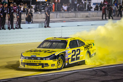 Joey Logano celebrates NASCAR Nationwide Series 2013 car owner championship by Roger Penske