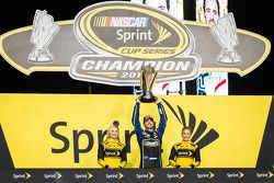 Championship victory lane: NASCAR Sprint Cup Series 2013 champion 2013 Jimmie Johnson, Hendrick Motorsports Chevrolet celebrates