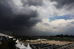 Dark storm clouds over the circuit