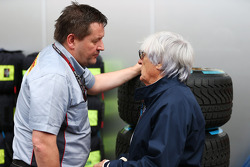 (L to R): Paul Hembery, Pirelli Motorsport Director with Bernie Ecclestone, CEO Formula One Group