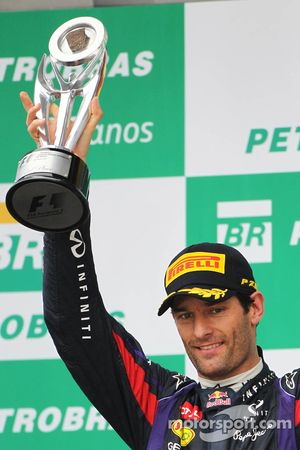 Mark Webber, Red Bull Racing comemora sua segunda posição e final GP no pódio
