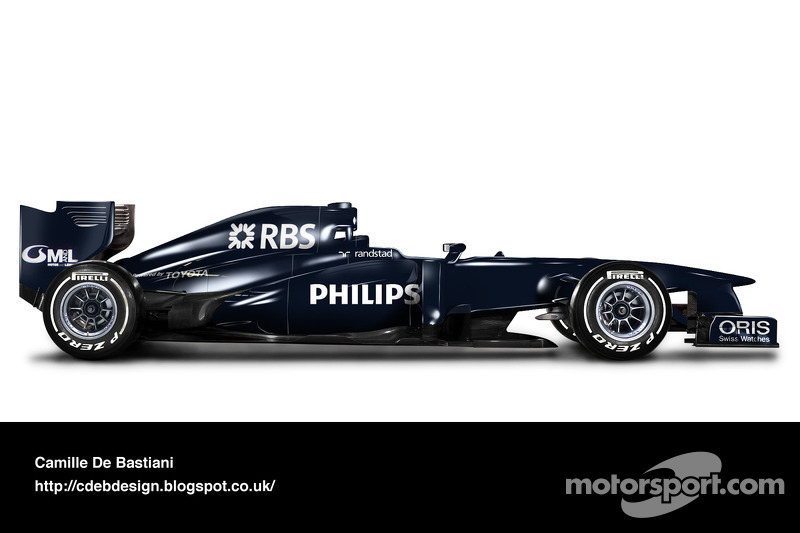 Carro de F1 retrô - Williams 2009 (pintura de pré-temporada)