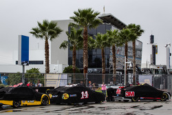 Cars under cover ready to go on track