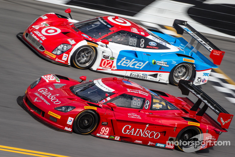#99 GAINSCO / Bob Stallings Racing Corvette DP Chevrolet: Alex Gurney, Jon Fogarty, Darren Law, Memo Gidley and #02 Chip Ganassi Racing Riley DP Ford EcoBoost: Tony Kanaan, Kyle Larson, Marino Franchitti, Scott Dixon