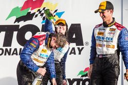 GS podium: champagne for Shelby Blackstock, Ashley Freiberg and John Edwards