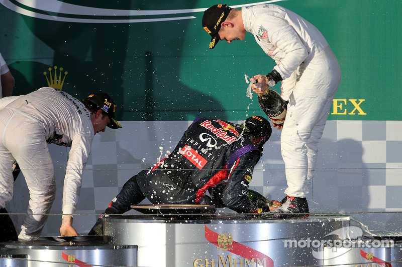Daniel Ricciardo, Nico Rosberg et Kevin Magnussen