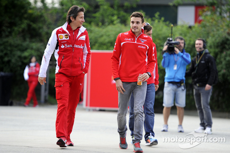 (L to R): Massimo Rivola, Ferrari Sporting Director with Jules Bianchi, Marussia F1 Team