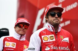 Fernando Alonso, Ferrari and Kimi Raikkonen, Ferrari on the drivers parade.