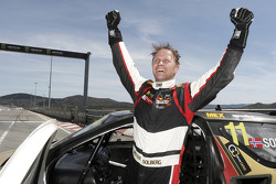 Winner Petter Solberg celebrates