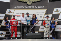 Podium: race winner Matthew Brabham, second place Luiz Razia, third place Jack Harvey