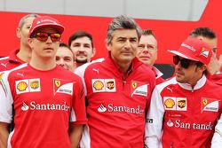 (L to R): Kimi Raikkonen, Ferrari, Marco Mattiacci, Ferrari Team Principal, Fernando Alonso, Ferrari and the Ferrari team remember the 1996 Spanish GP at Barcelona, where Michael Schumacher, won his first GP with Ferrari