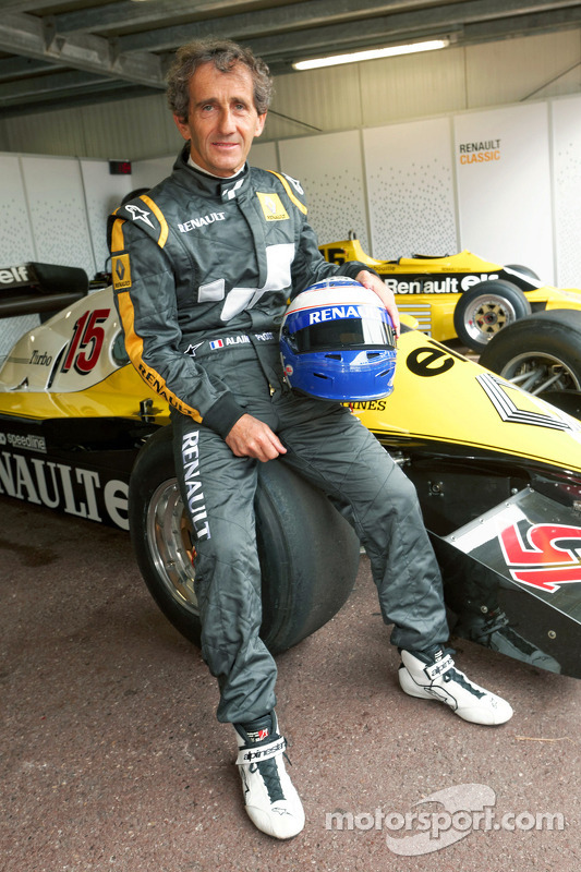 Alain Prost with his 1983 Renault F1