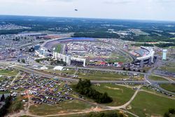 The view of Charlotte Motor Speedway from Kurt Busch's helicopter