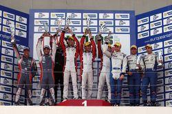 Podium: race winners Simon Dolan, Harry Tincknell, Filipe Albuquerque, second place Jan Charouz, Vincent Capillaire, third place Nelson Panciatici, Oliver Webb, Paul Loup Chatin