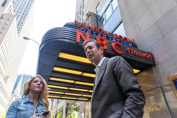 Kurt Busch and girlfriend Patricia Driscoll in front of NBC studios