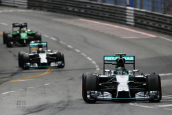 Nico Rosberg, Mercedes AMG F1 W05 leads team mate Lewis Hamilton, Mercedes AMG F1 W05