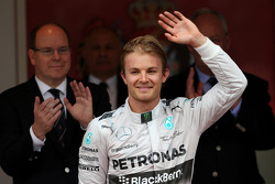 Podium: race winner Nico Rosberg celebrates