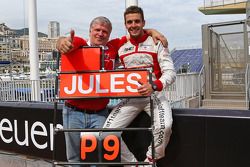 Jules Bianchi, Marussia F1 Team celebrates his and the team's first F1 points with Andrei Cheglakov, Marussia Team Owner