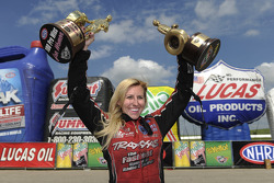 Courtney Force celebrates the 100th win for women