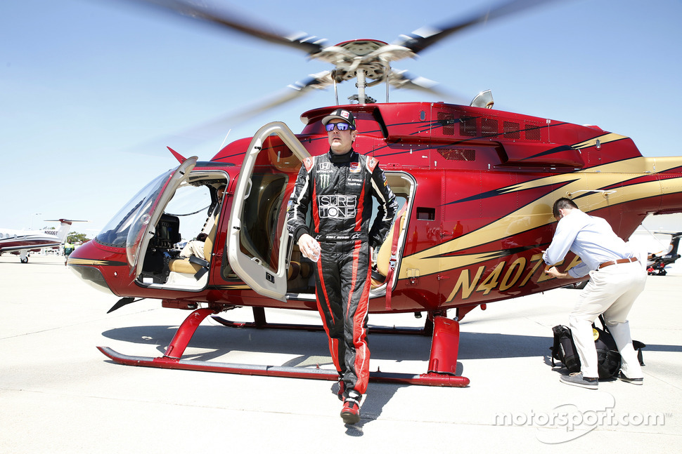 Kurt Busch arrives from the Indianapolis Motor Speedway