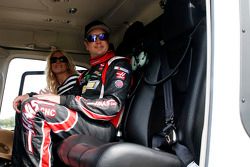 Kurt Busch boards a helicopter to Charlotte Motor Speedway