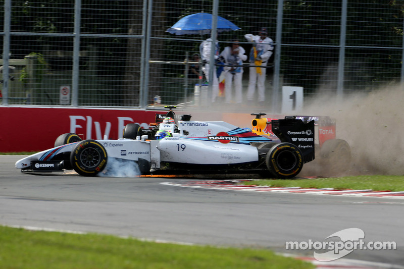 Choque entre Felipe Massa, Williams F1 Team y Sergio Pérez, Sahara Force India