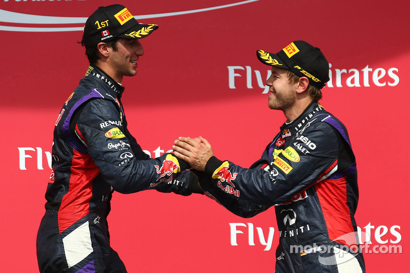 1. Daniel Ricciardo, Red Bull Racing; 3. Sebastian Vettel, Red Bull Racing