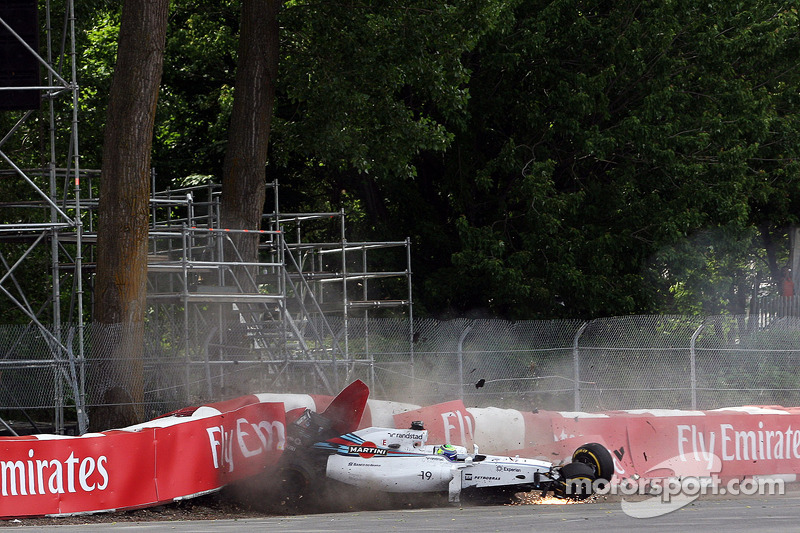 Felipe Massa, FW36 Williams accidentes en la última vuelta de la carrera