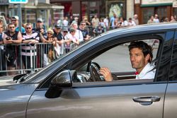 Mark Webber leaving scrutineering